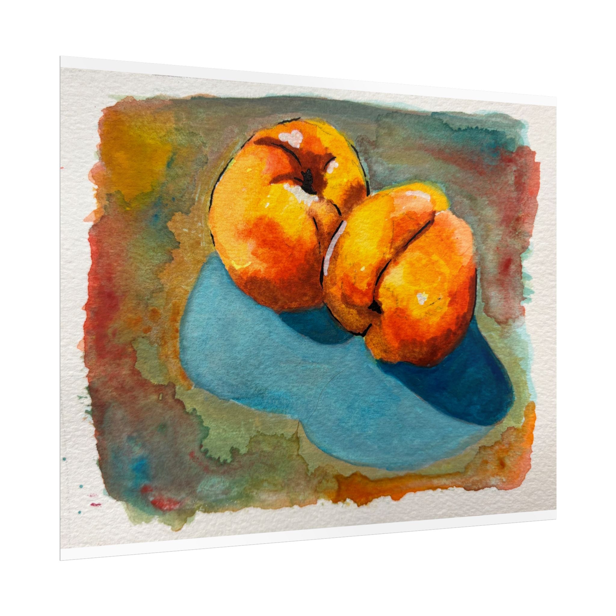 Peach Still Life Watercolor Print Poster