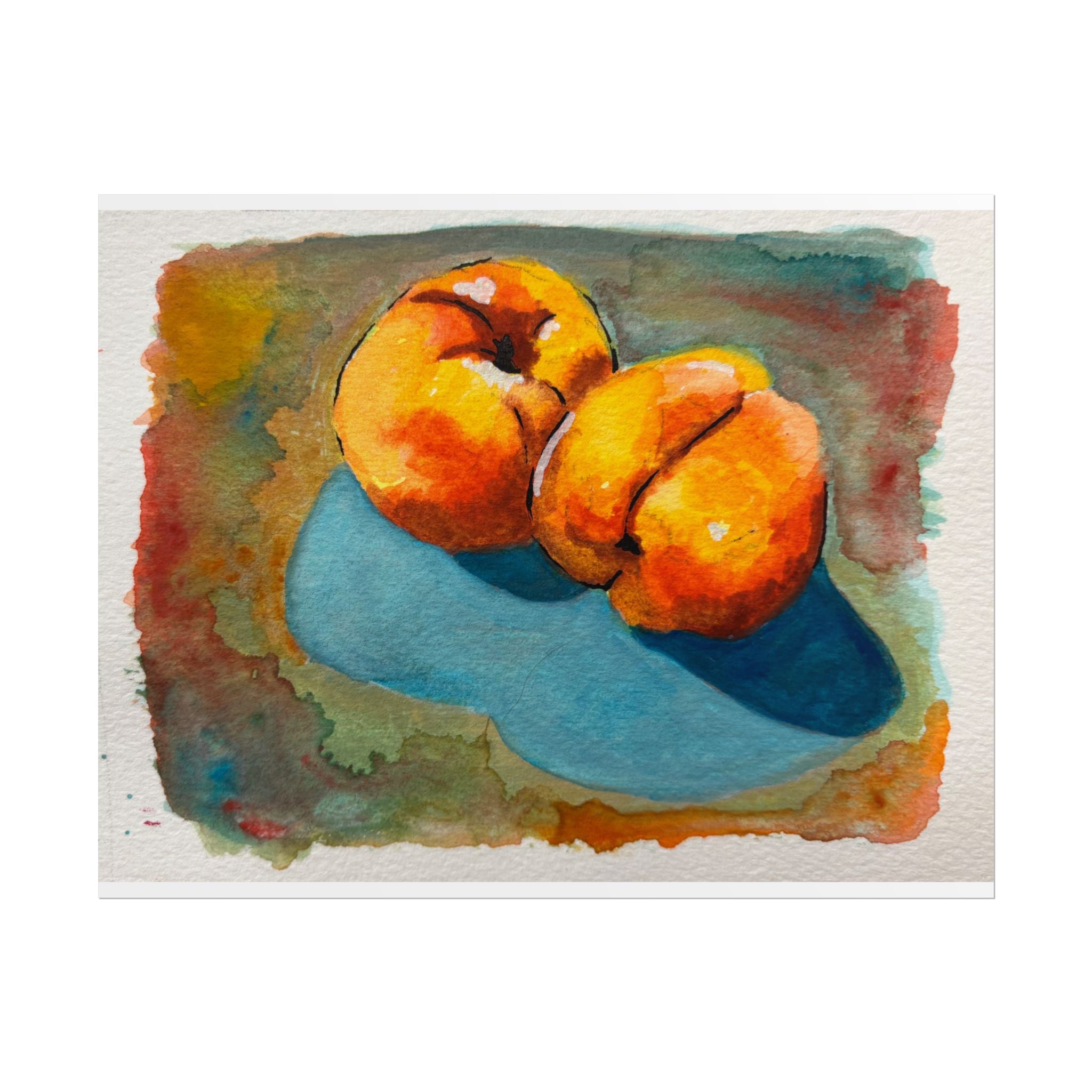Peach Still Life Watercolor Print Poster