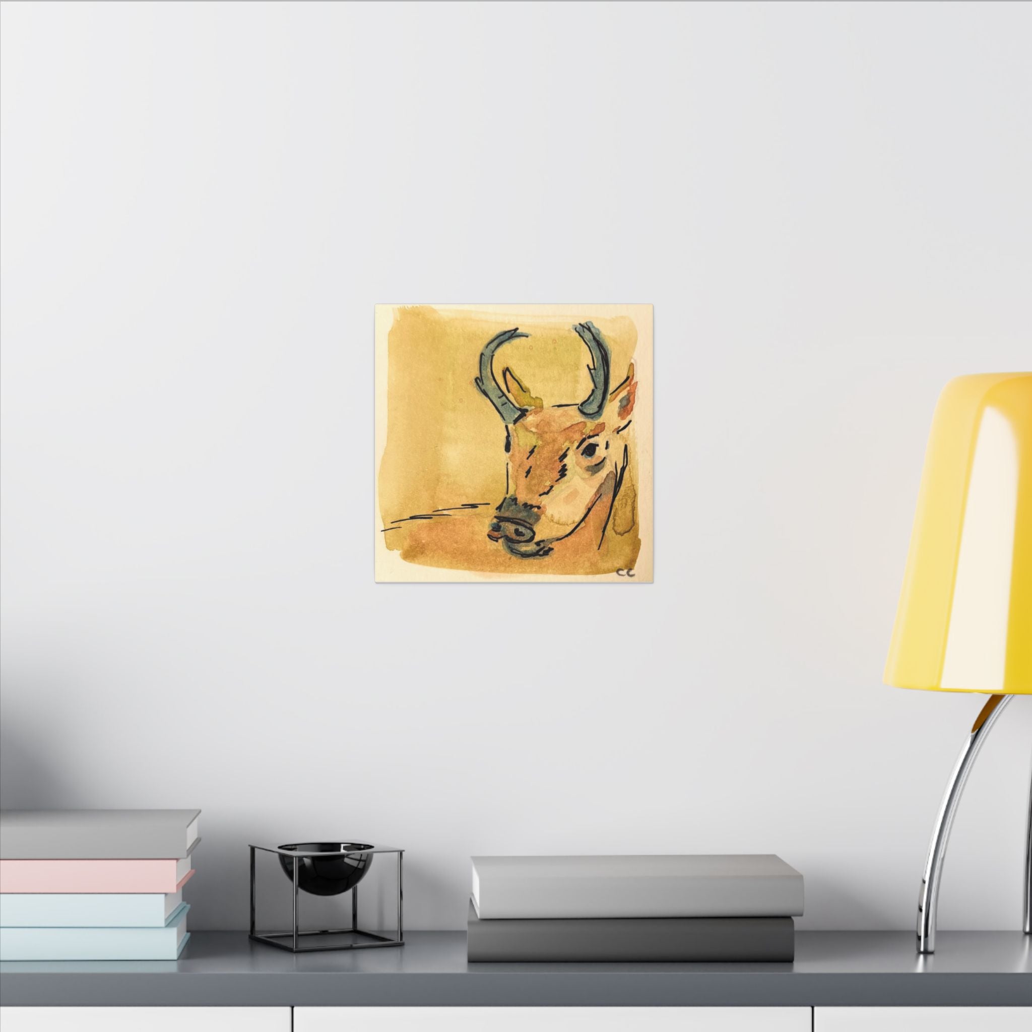 Antelope Watercolor Print Canvas - Square