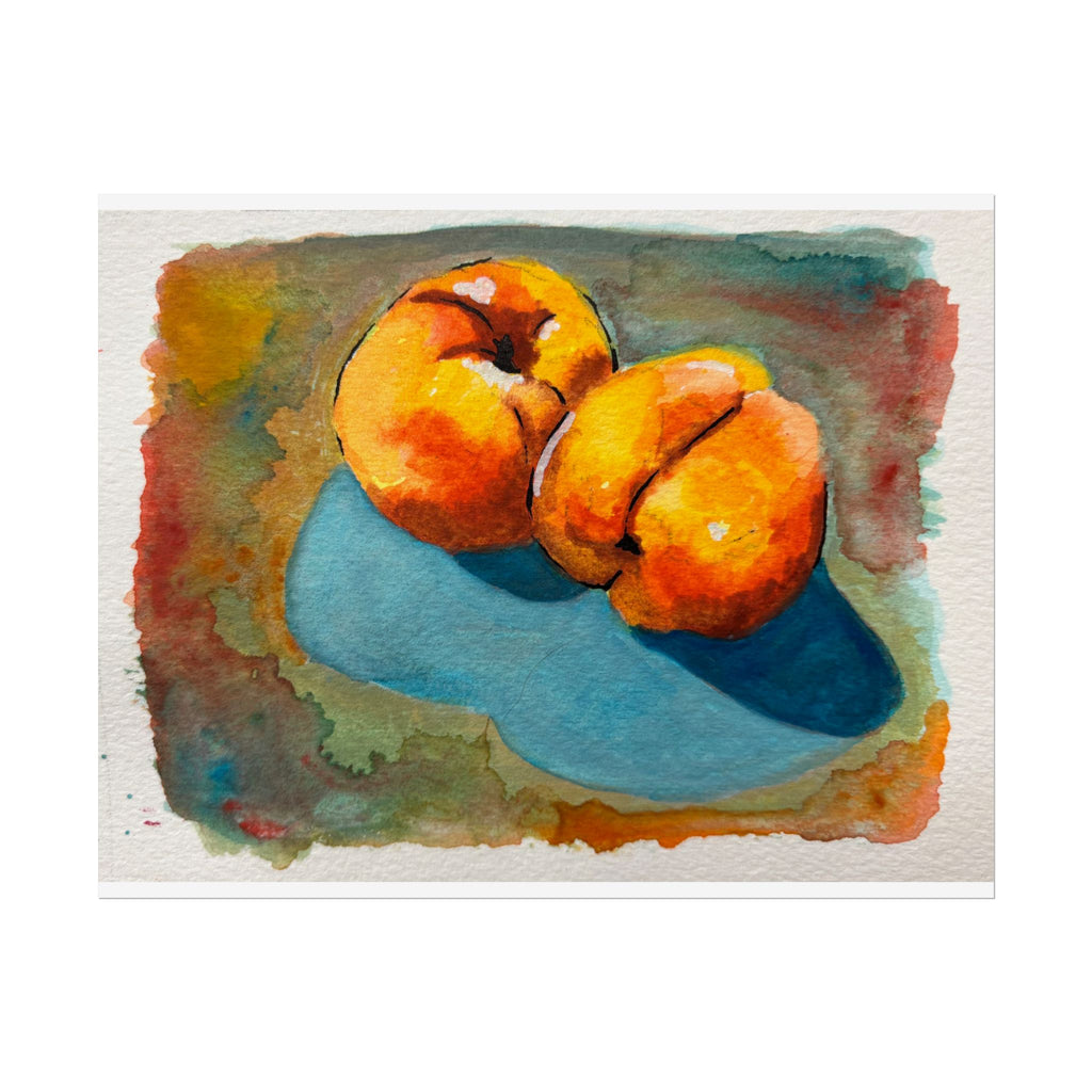 Peach Still Life Watercolor Print Poster