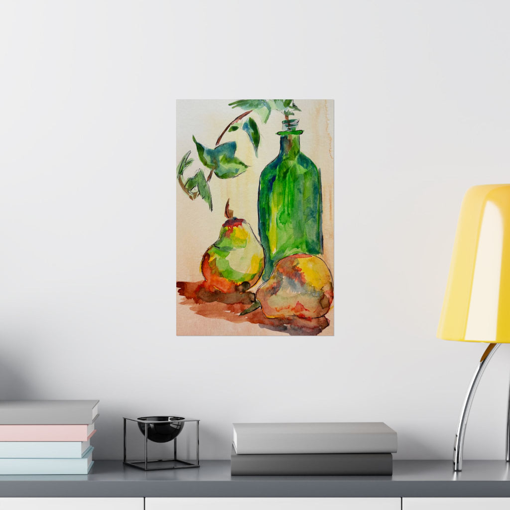 Pears & Bottle Watercolor Print Poster