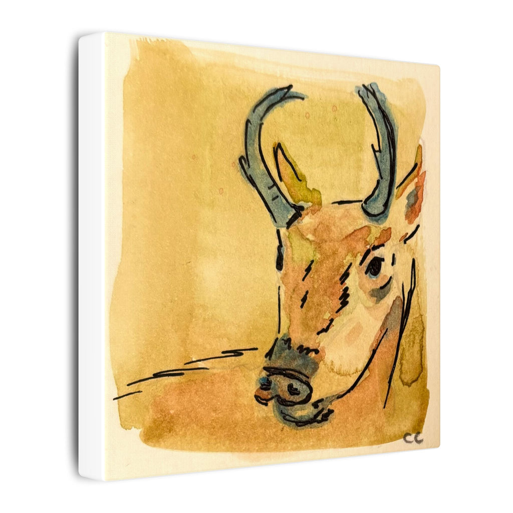 Antelope Watercolor Print Canvas - Square