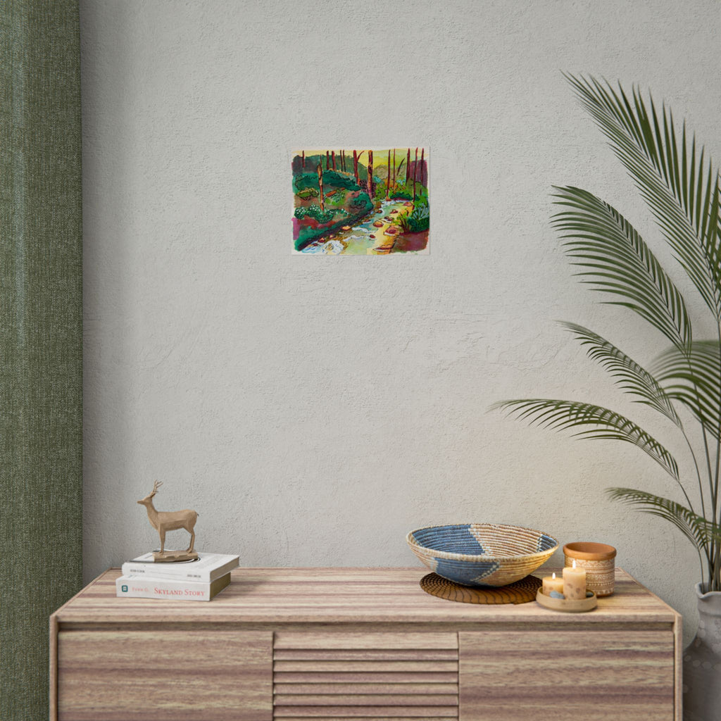 Forest Stream Watercolor Print Poster