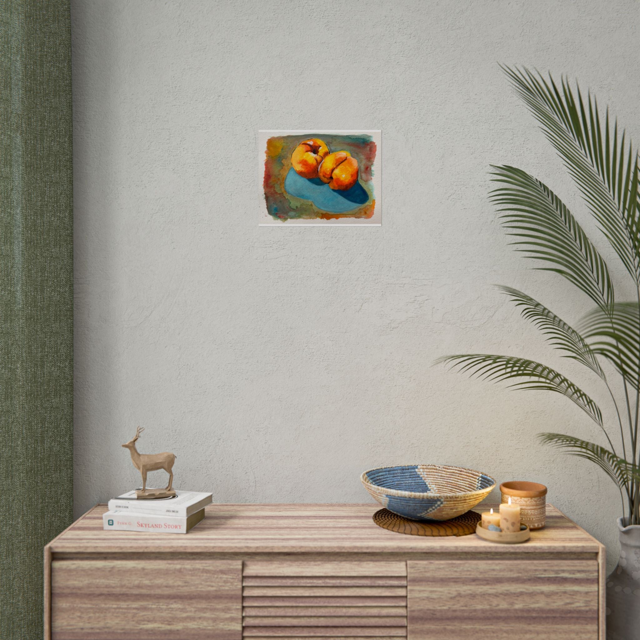 Peach Still Life Watercolor Print Poster