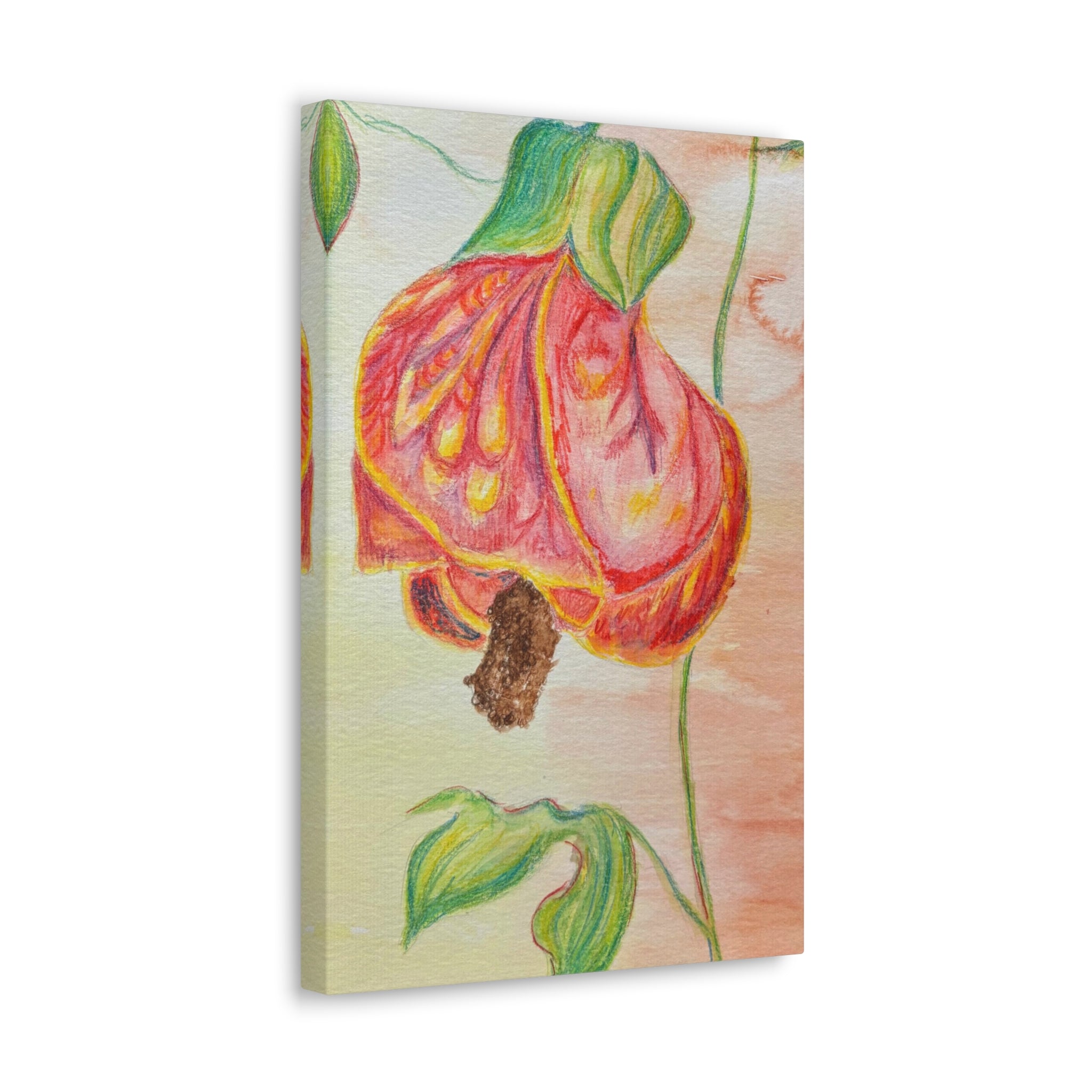 Lantern Flower Watercolor Canvas Wall Art