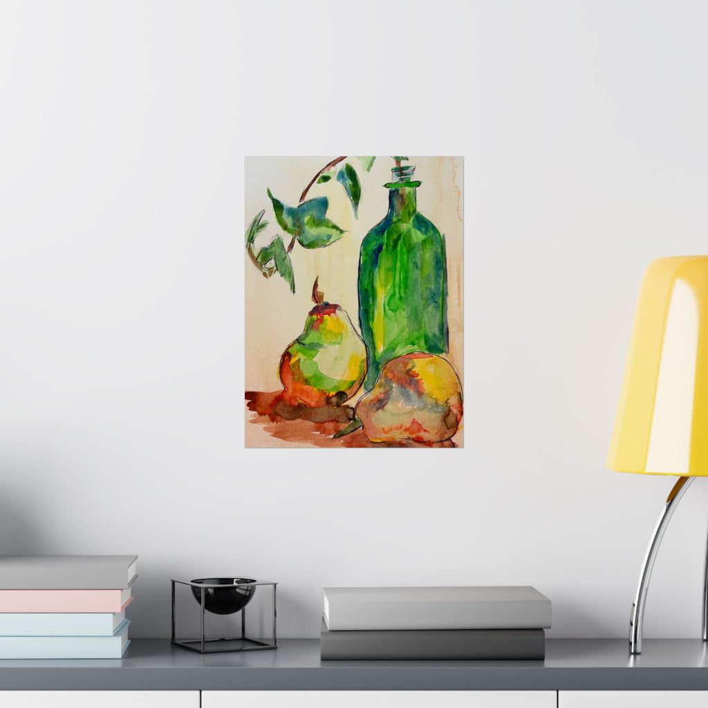 Pears & Bottle Watercolor Print Poster