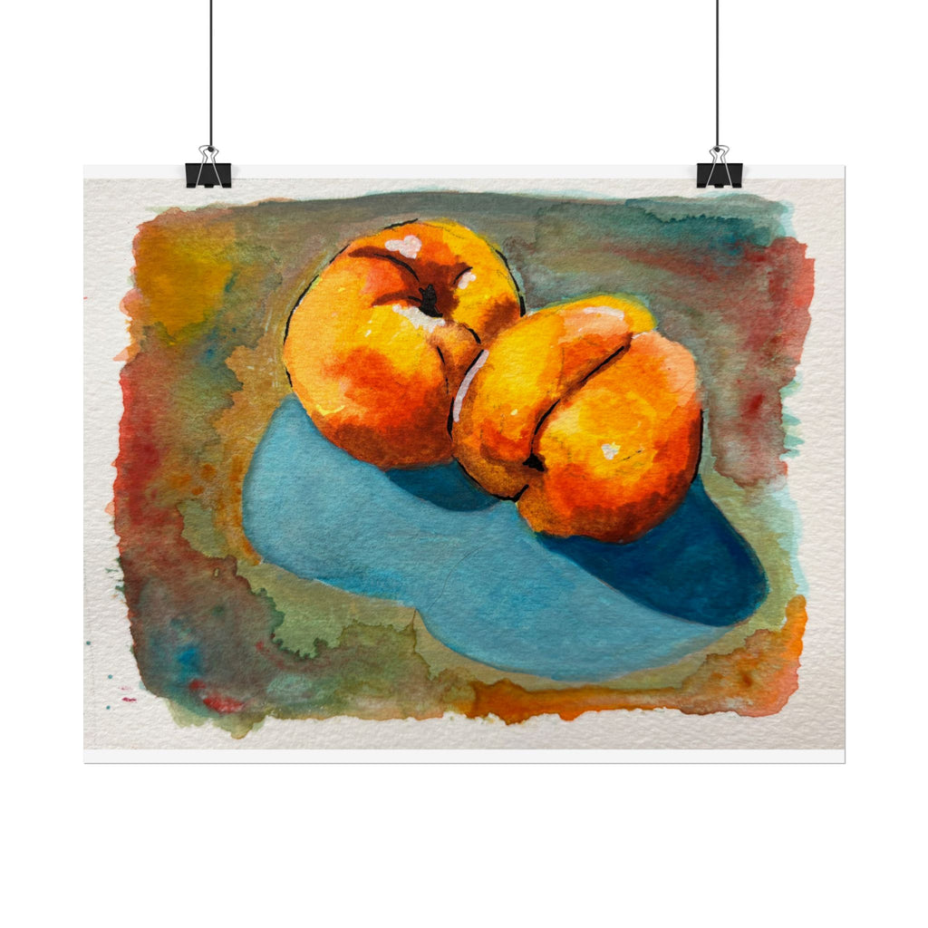 Peach Still Life Watercolor Print Poster
